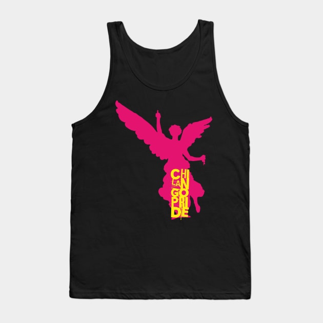 Chilango Pride / Orgullo Chilango Logo Version 2 with Attitude Pink Yellow Tank Top by chilangopride